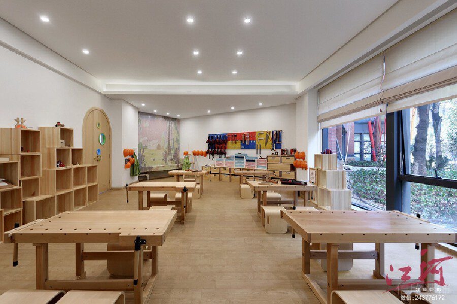 多功能绘画教室原木风装修效果图