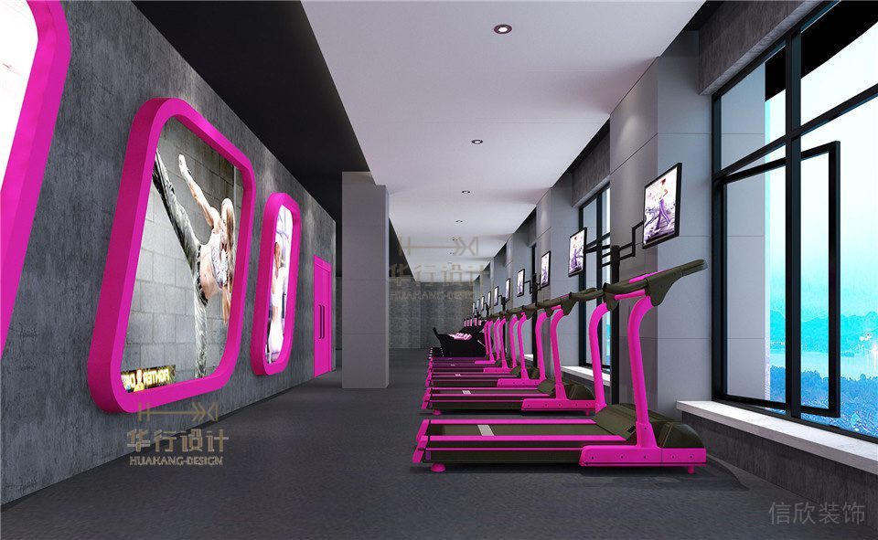 粉色时代健身房设计_跑步区
