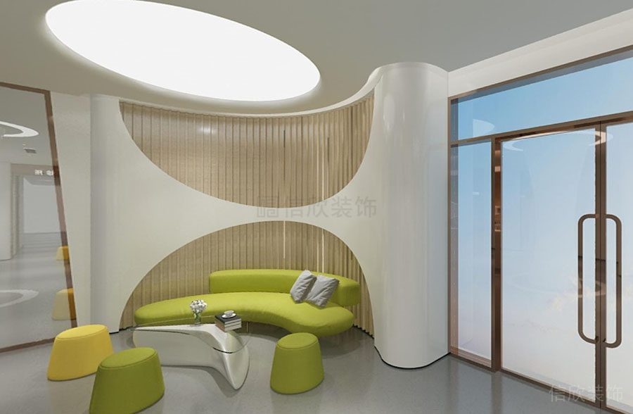 深圳新世纪美容院装修设计绿色沙发