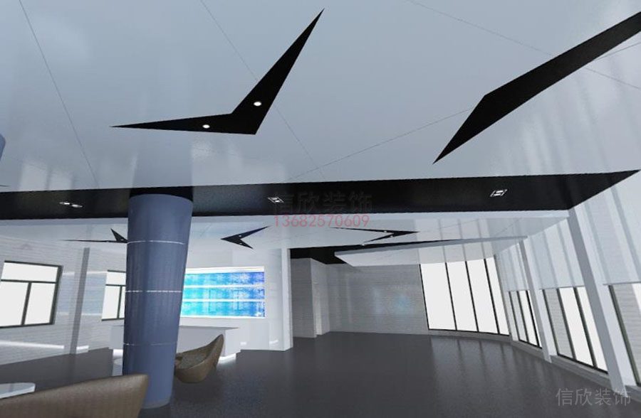 深圳魔方科技公司展厅装修设计创意天花