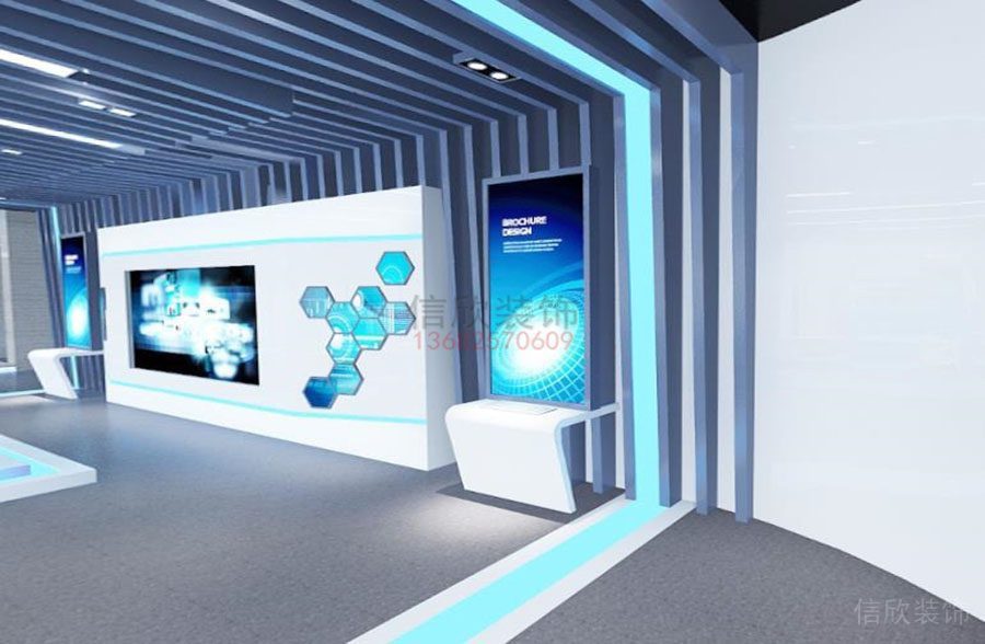 深圳魔方科技公司展厅装修设计墙面电子屏展示