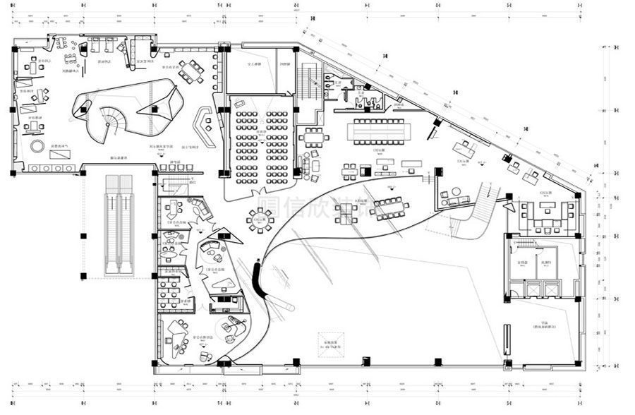 广州办公家具展厅装修设计-二楼平面图