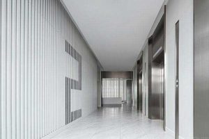办公室现代风白色电梯间效果图