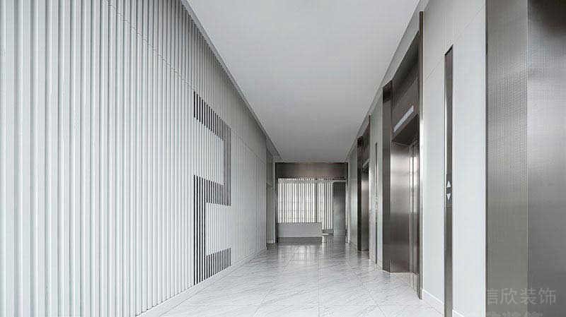 办公室现代风白色电梯间效果图