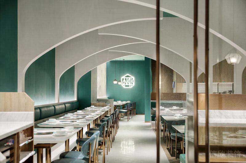 餐厅现代简约风用餐区效果图