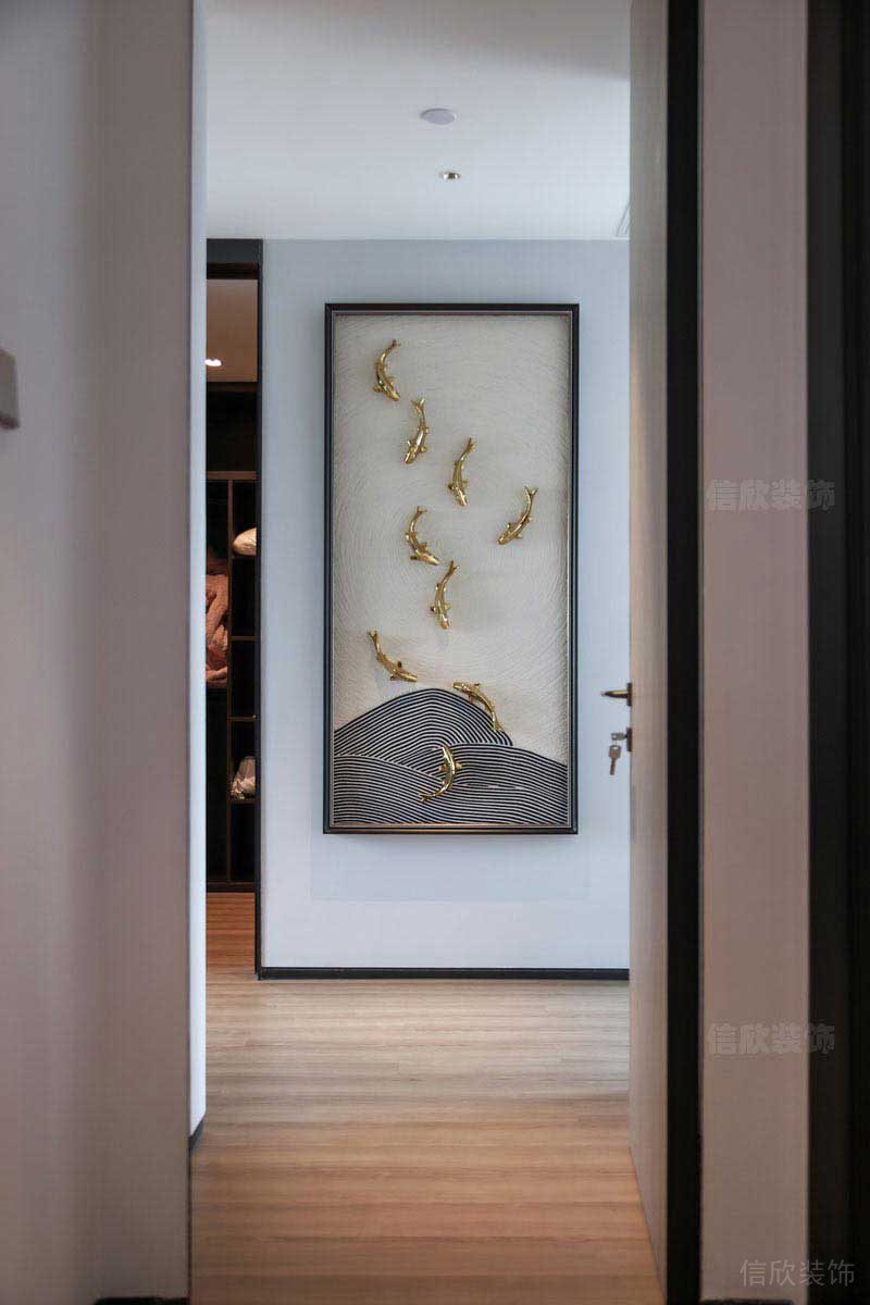 二手房改造轻奢风玄关背景墙画效果图