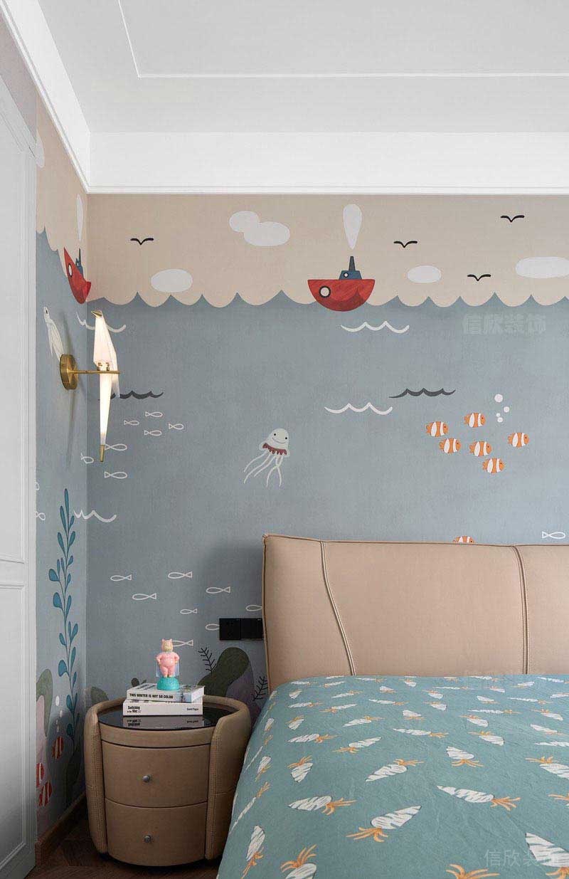 儿童房海洋世界的壁纸装饰效果