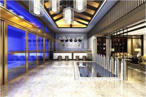 酒店轻奢风前台效果图