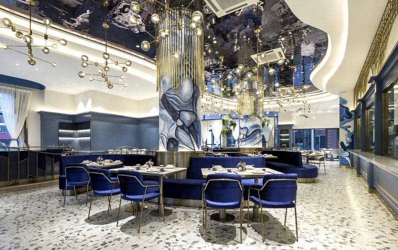 酒店轻奢风格金属与水墨感觉搭配的效果图