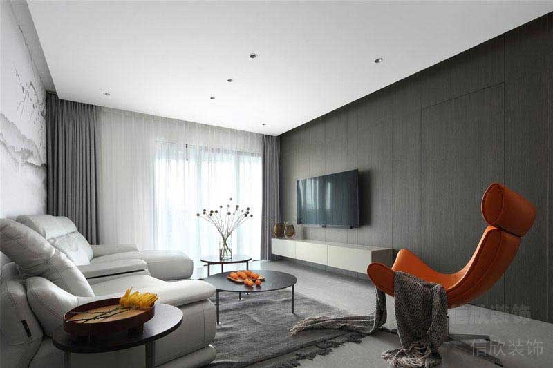 现代风格家居客厅橙色沙发
