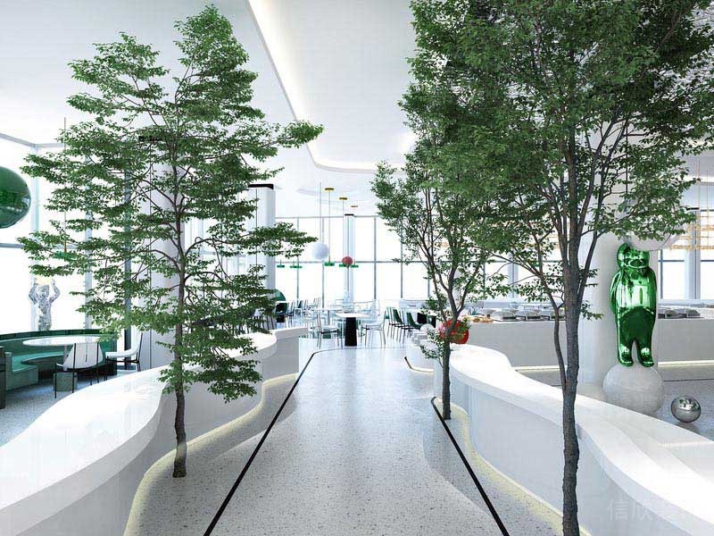 现代风格绿植搭配的办公空间设计效果