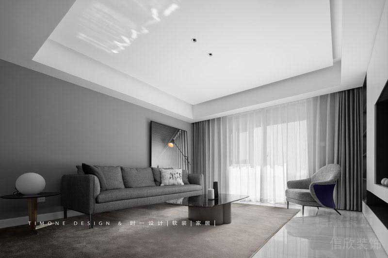 新居后现代风黑白灰沙发背景墙效果图