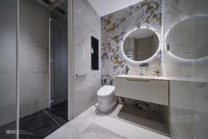 新居现代简约风卫生间浴室柜背景墙效果图