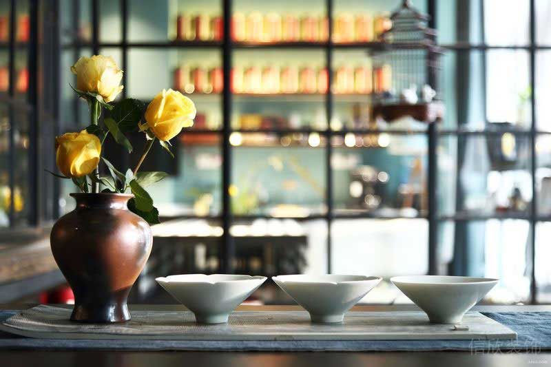 中式风格办公空间茶台茶具