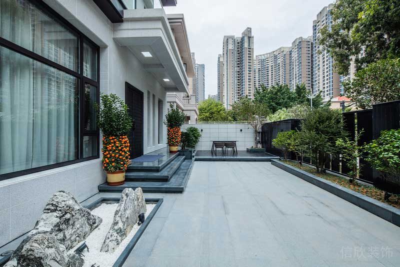 深圳南山极简风格家庭三居室装修设计图内庭院