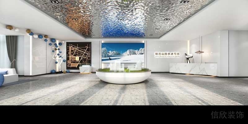 深圳盐田区现代中式风格办公室装修设计沙盘陈列区设计效果图