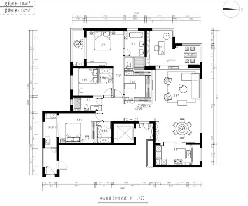 深圳龙华区2021年极简风格新房装修案例平面布置图