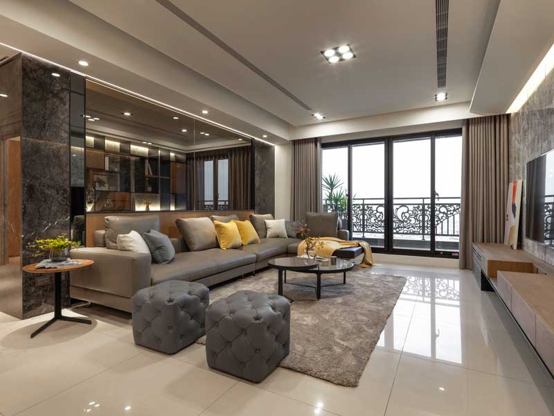 深圳罗湖区现代风格100平方家庭装修工程案例客厅