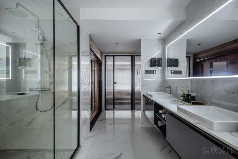 深圳南山极简风格家庭三居室装修设计图主卫洗手台