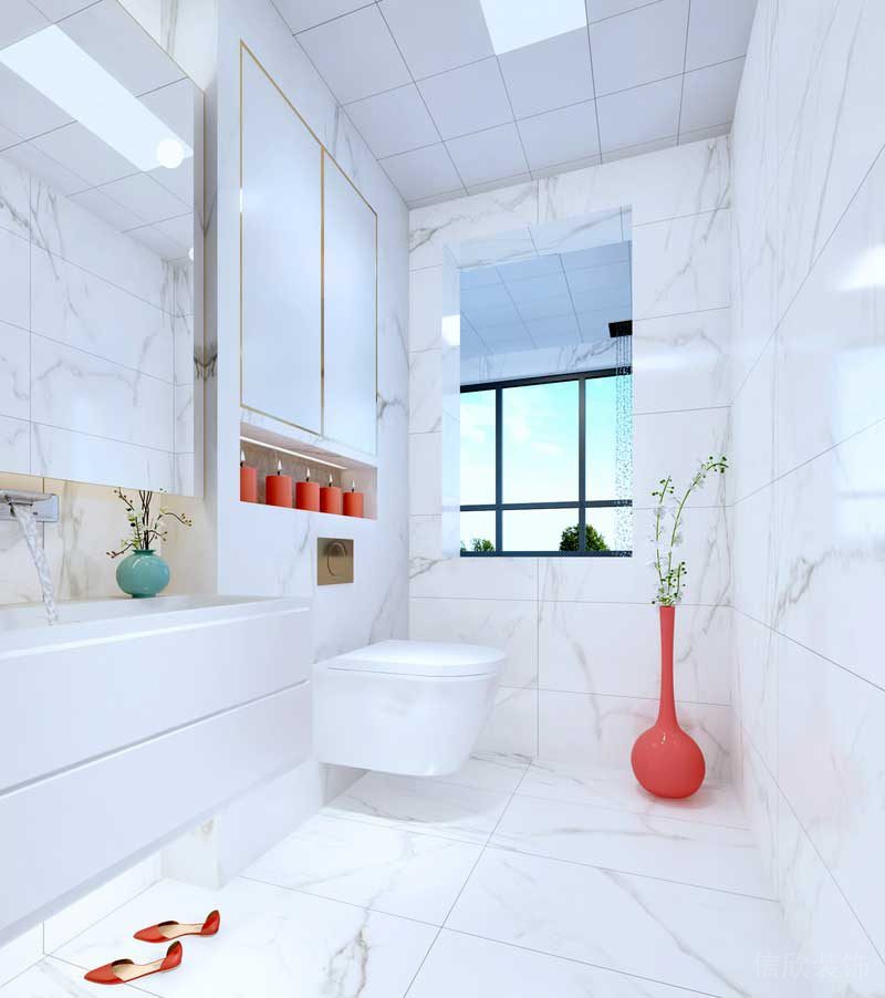 深圳福田区轻奢风格家庭三居室装修设计卫生间洗手台