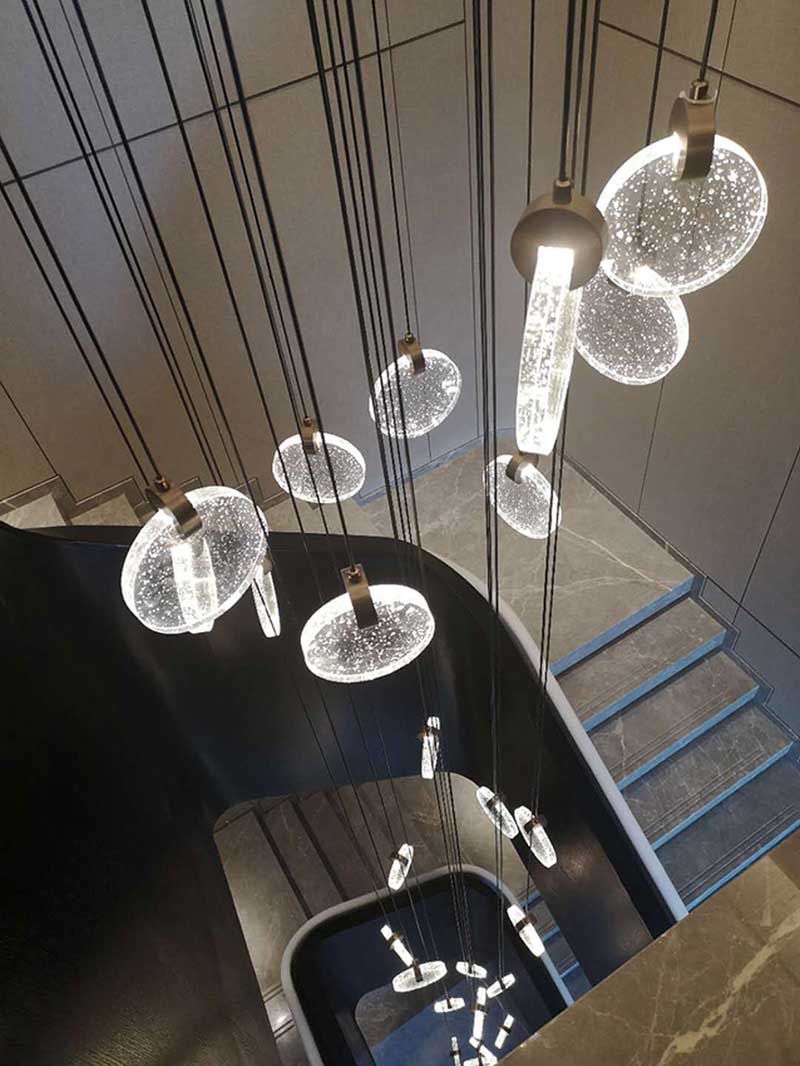 深圳南山新中式家居装修设计图楼梯间艺术吊灯