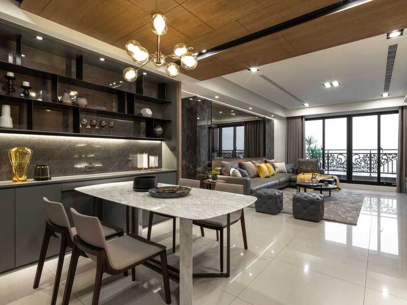 深圳罗湖区现代风格100平方家庭装修工程案例餐厅
