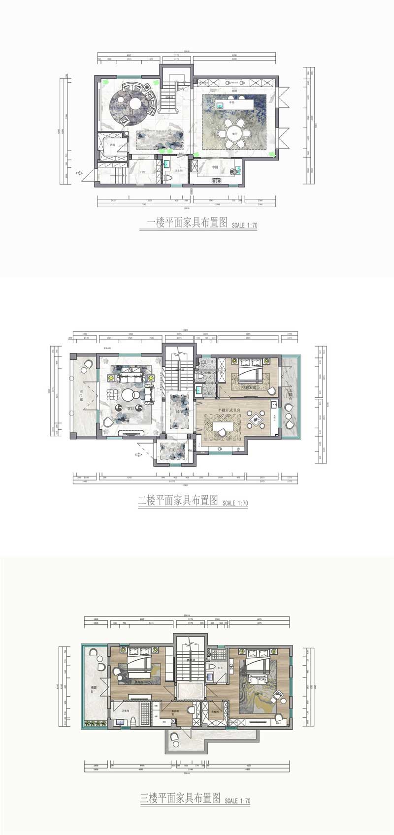 深圳盐田区意式轻奢新房设计装修工程案例平面布置图