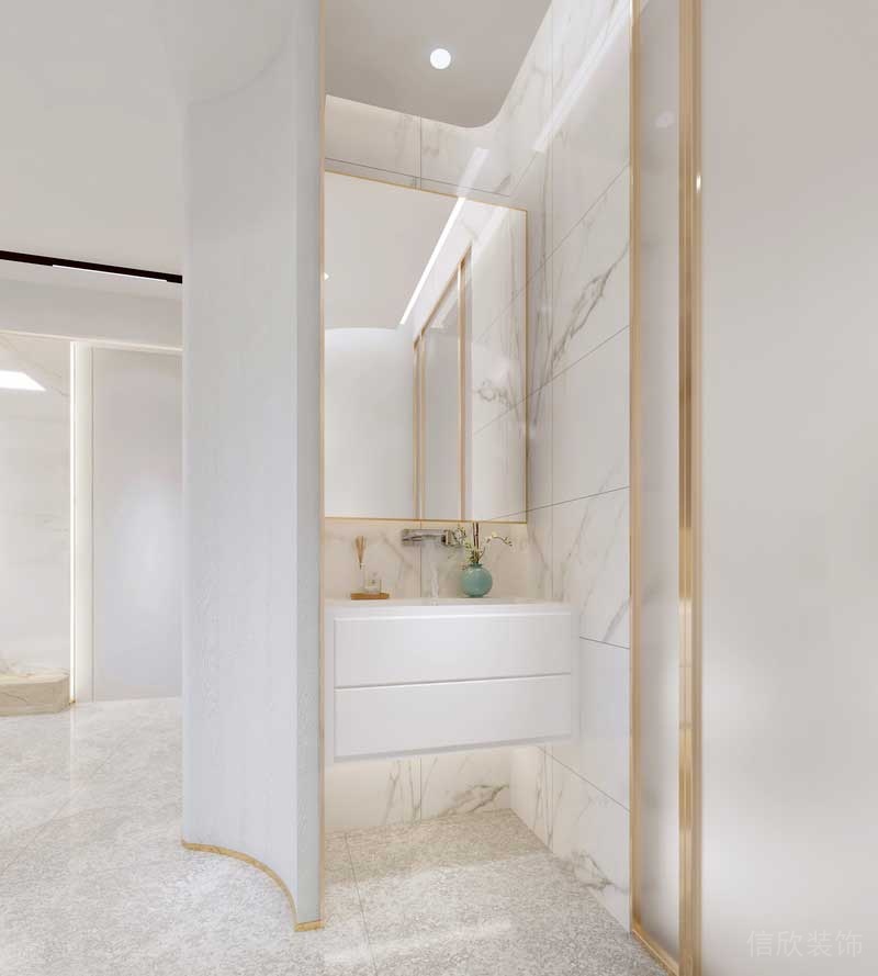 深圳福田区轻奢风格家庭三居室装修设计开放式洗手台