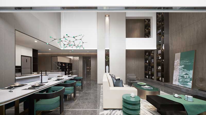 深圳盐田新中式样板房设计案例客餐厅
