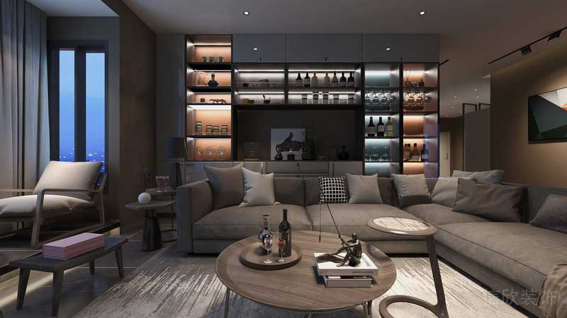 深圳罗湖现代美式家庭套房装修实景图客厅沙发组合
