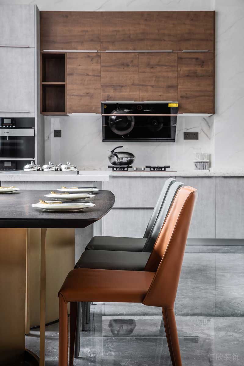 深圳南山极简风格家庭三居室装修设计图开放式厨房