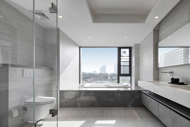 深圳龙岗区灰白色简约风格家居装修效果图卫生间洗手台