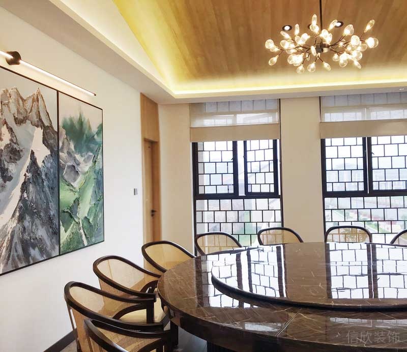 深圳盐田区现代中式风格办公室装修设计贵宾接待室艺术吊灯