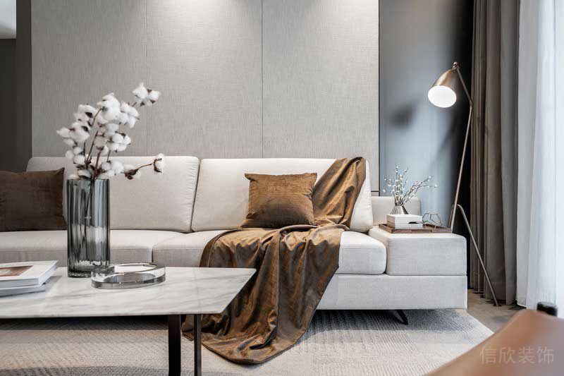 深圳宝安现代简约样板房装修设计客厅沙发