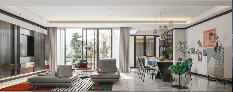 深圳罗湖区轻奢风格复式两房家居装修设计客餐厅