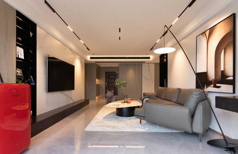 深圳罗湖区现代简约家庭新房装修客厅电视背景墙