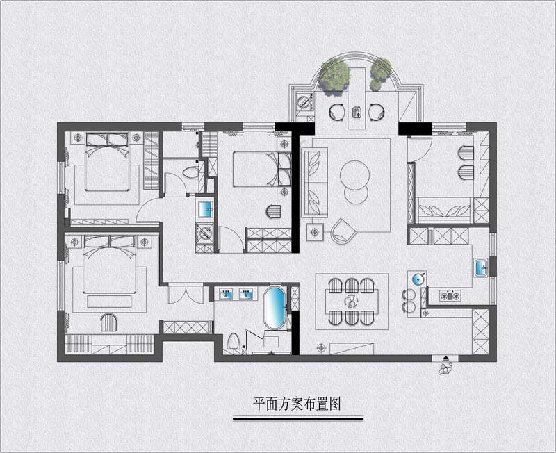 南山区现代北欧风格家居住宅装修平面布置