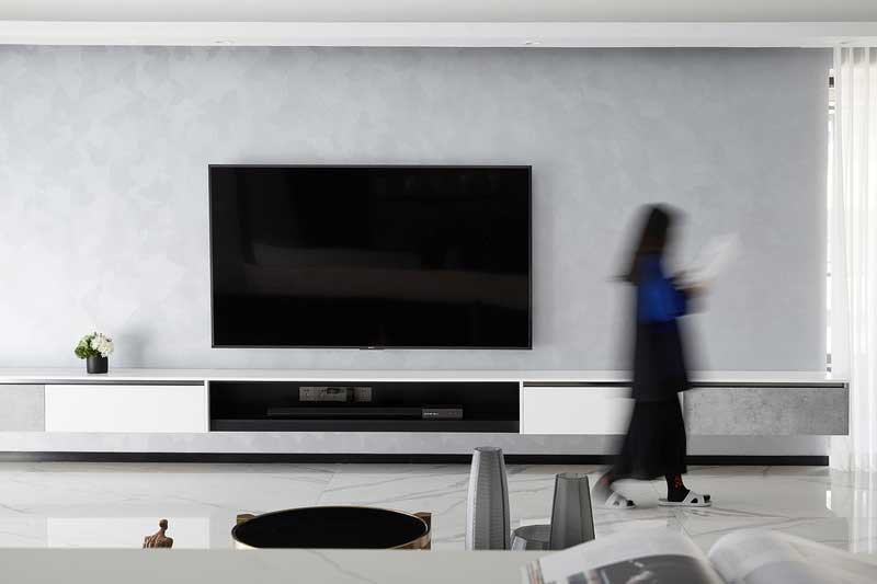 深圳龙岗区灰白色简约风格家居装修效果图电视背景墙