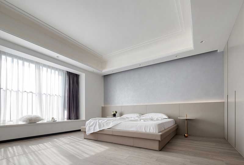 深圳龙岗区灰白色简约风格家居装修效果图主卧睡床