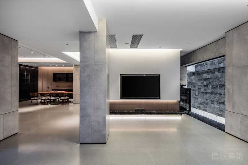 深圳南山极简风格家庭三居室装修设计图地下负一层休闲空间
