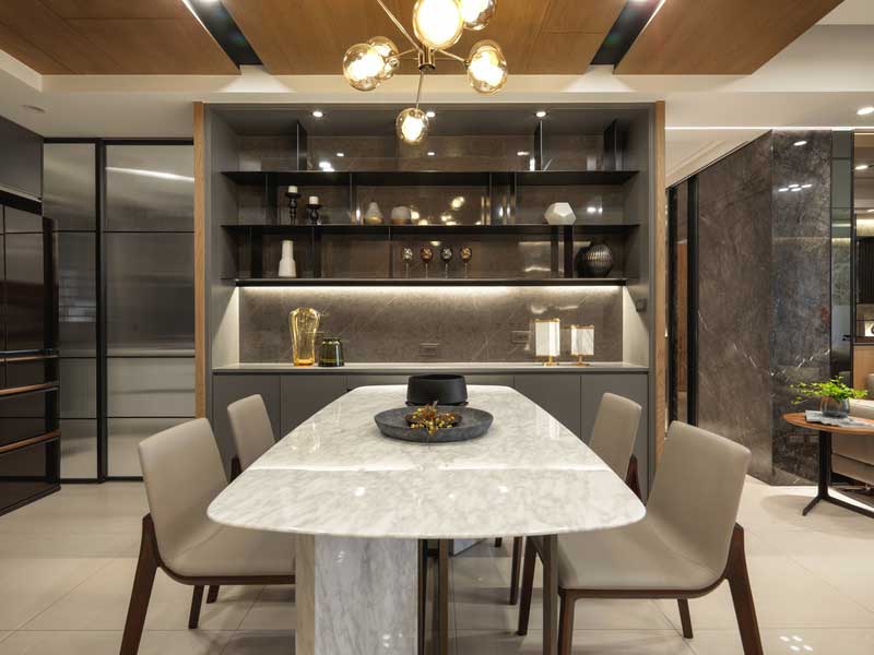 深圳罗湖区现代风格100平方家庭装修工程案例餐桌餐椅