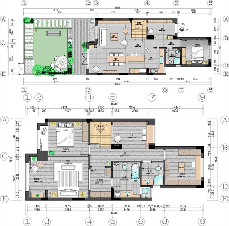 深圳罗湖区简约风格120平方三房装修案例平面布置图