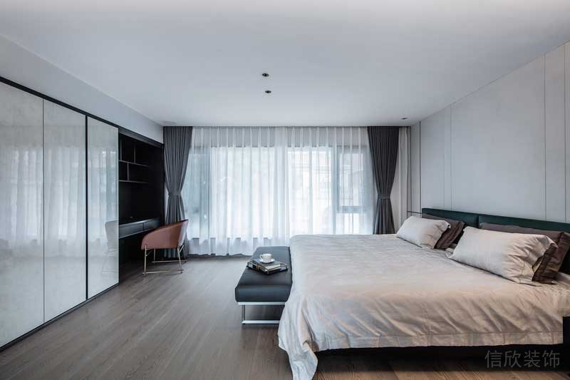 深圳南山极简风格家庭三居室装修设计图主卧家具组合