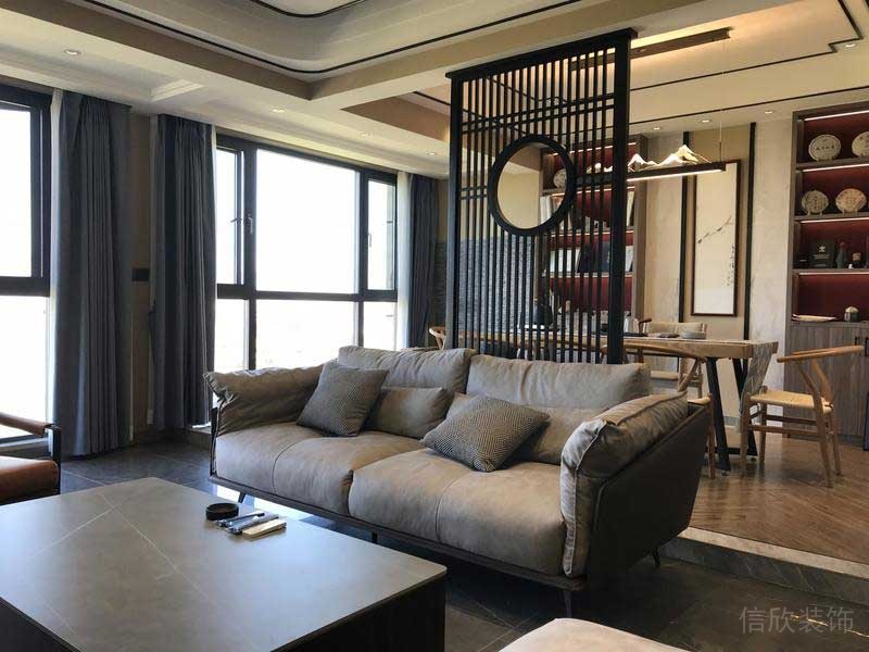 深圳市罗湖区新中式家庭住房旧房改造客厅沙发组合完工实景图