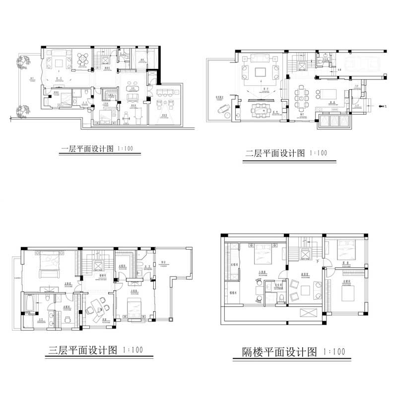 深圳福田金色调轻奢风家庭装修平面布置图