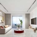深圳福田区轻奢风格家庭三居室装修设计客厅效果图