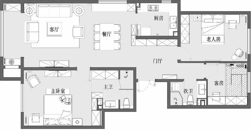 深圳罗湖区现代简约风家庭新房装修工程平面布置图