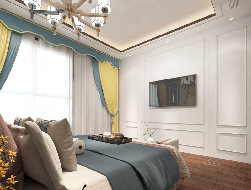 深圳南山区新中式家庭新房装修工程施工方案主卧家具