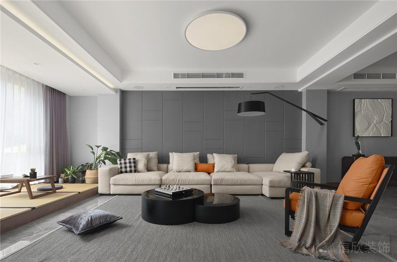 深圳宝安区现代简约风格灰色调家庭装修图片客厅效果图