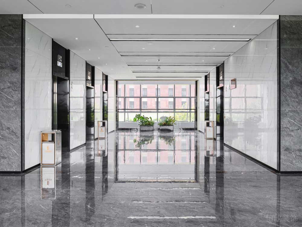 深圳罗湖区华润大厦现代简约风格办公室设计案例电梯厅
